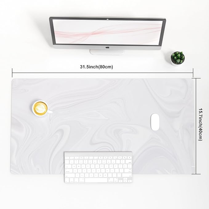 Colorful Star White Marble Large Mouse Pad, Waterproof Office Desk Mat - Image 8
