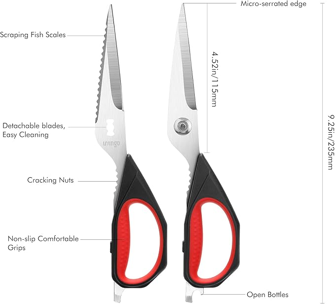 LIVINGO Kitchen Scissors, 2 Pack 9.25" Utility All Purpose Poultry Shears Heavy - Image 2