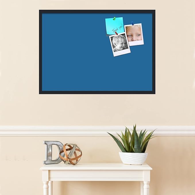PinPix 34x24 Inch Cork Bulletin Board. This Decorative Framed Pin Board Comes with Navy Pastel Design and a Satin Black Frame. Ideal for Home Office Decor or Message Board (PinPix-1811)-DeskLoop Office
