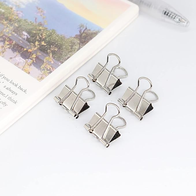 Silver Binder Clips, Mini Paper Clip, Small Paper Clamps 15mm, 100 Pack Micro - Image 3