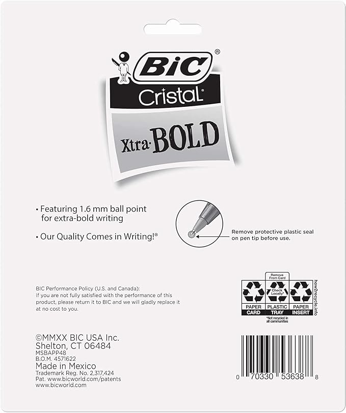 BIC Cristal Xtra Bold Ballpoint Pens, Bold Point 1.6mm, School Supplies - Image 4