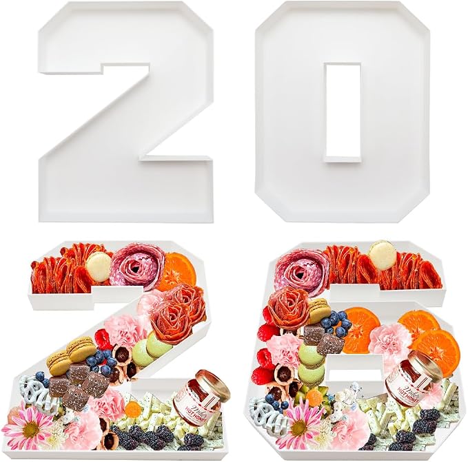 2026 Plastic Fillable Charcuterie Number Letter Shaped Serving Tray, Waterproof - Image 3