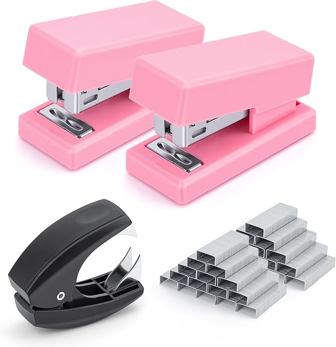 Mini Stapler with 2000 Staples, 30 Sheet Capacity, Jam-Free Small Desktop by JEFURE
