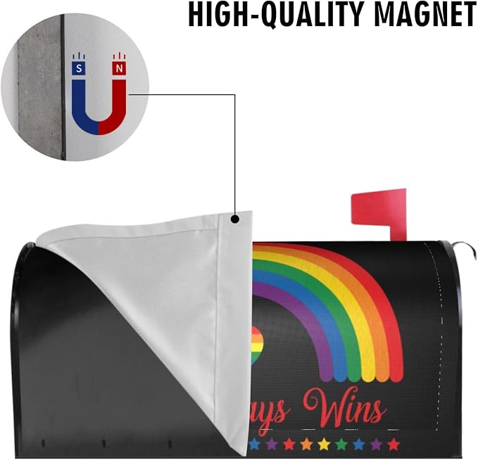 LGBT Pride Mailbox Covers, Love Always Wins Outdoor Magnetic Mailbox Cover - Image 5
