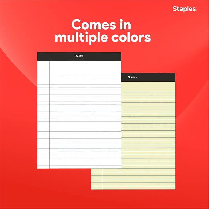 STAPLES Legal Pads, 8.5” x 11”, Wide Ruled, Perforated, 50 Sheets/Pad - Image 7