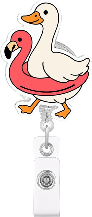 Cute Goose Floatie Badge Reel, Funny Summer Animal Badge Holder by JAROLYDIAN