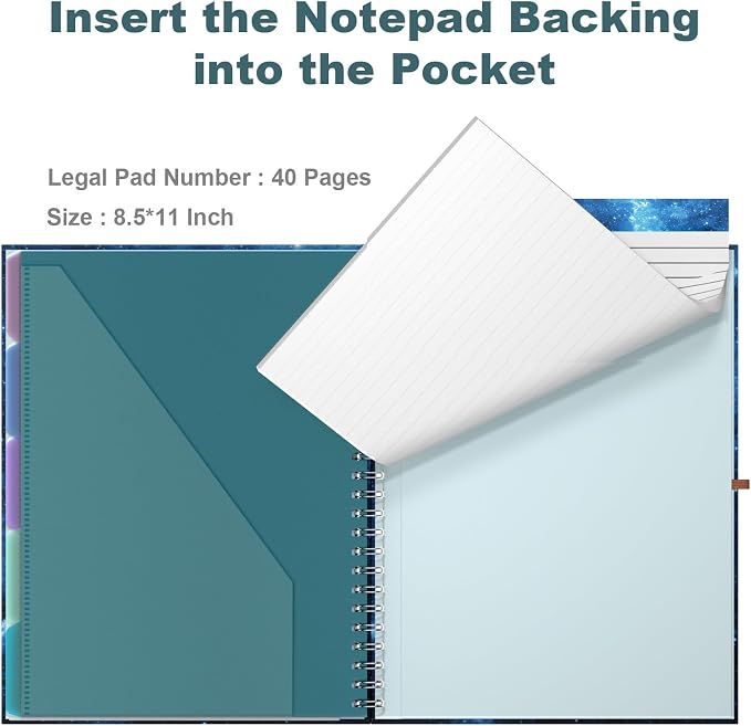 Hongri Clipboard Folio with Refillable Lined Notepad, 8.5 x 11 Folders with - Image 5
