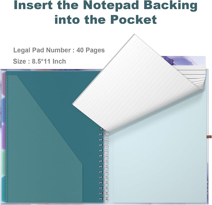 Hongri Clipboard Folio with Refillable Lined Notepad, 8.5 x 11 Folders with - Image 4
