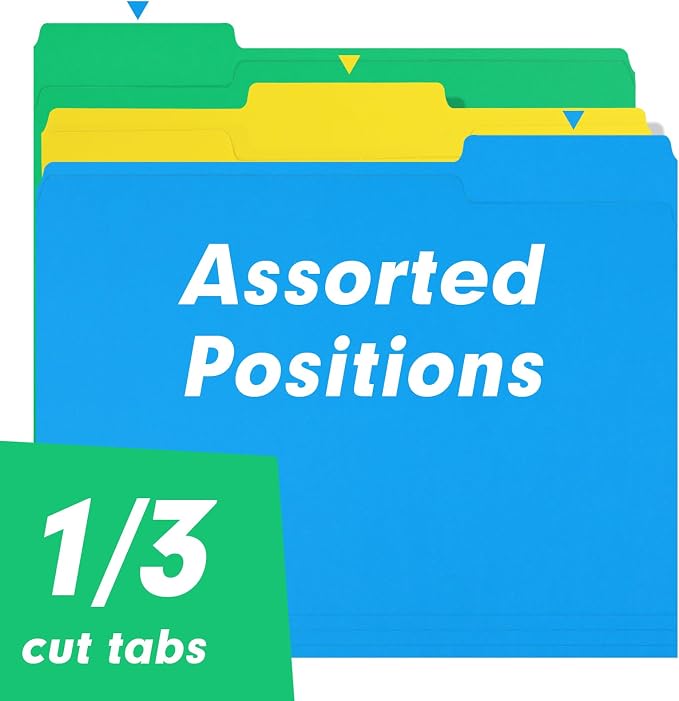 File Folder, RAZCC 30 Pack 1/3 Cut Tab Colored File Folders, File Folder Letter - Image 3