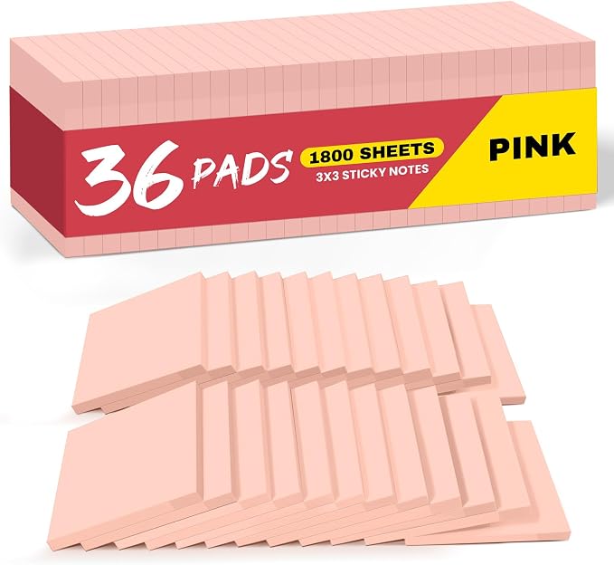 Sticky Notes, 36 Pads, 3x3 Inches Self-Stick Note Pads, and Daily Life by Taja