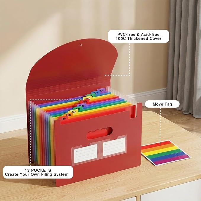 Accordion File Organizer, 13 Pockets Expanding File Folder - Image 4