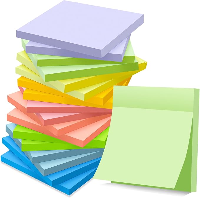 18-Pack Sticky Notes 3x3 Inch, 1008 Sheets Super Sticky Pastel Memo Pads by YEECOK