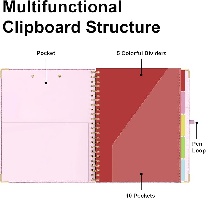 EYROZILL Clipboard Folio with Storage Pocket Organizer Folder Refillable Lined - Image 4