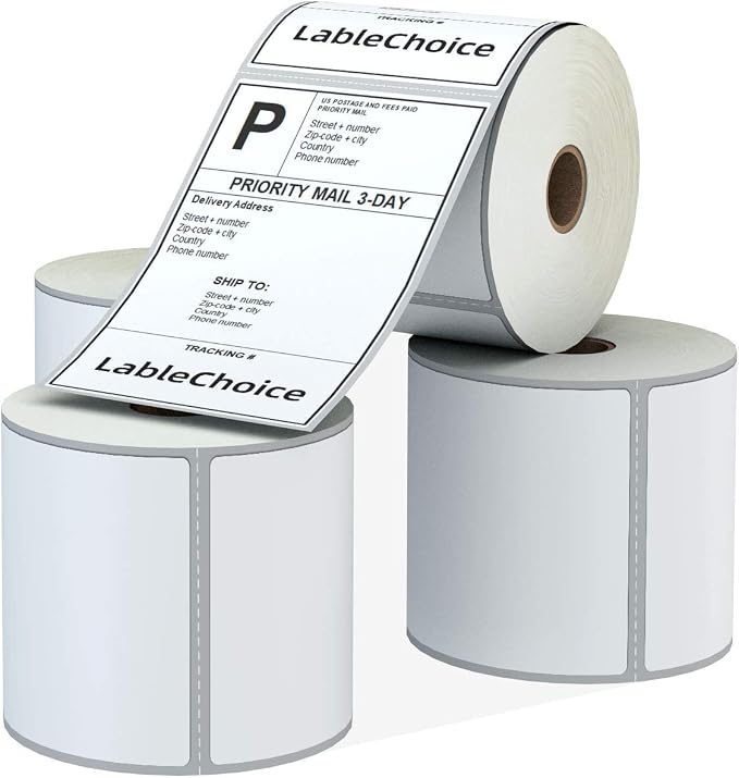 4 Rolls 450 Labels 4x6 3-Proof Direct Thermal Shipping Labels Used by LabelChoice