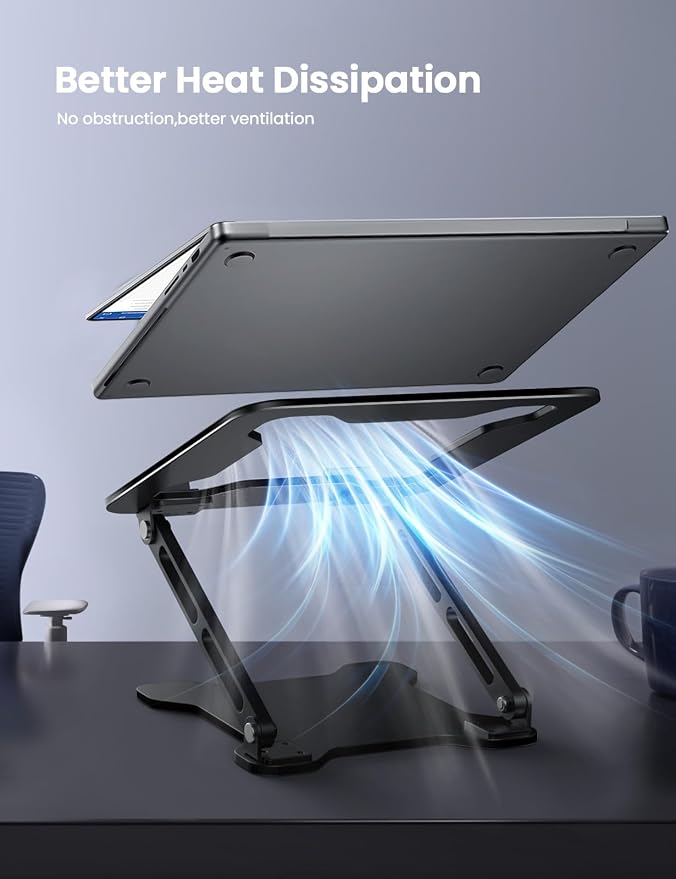 LOXP Adjustable Laptop Stand for Desk, Metal Foldable Laptop Riser Holder - Image 4
