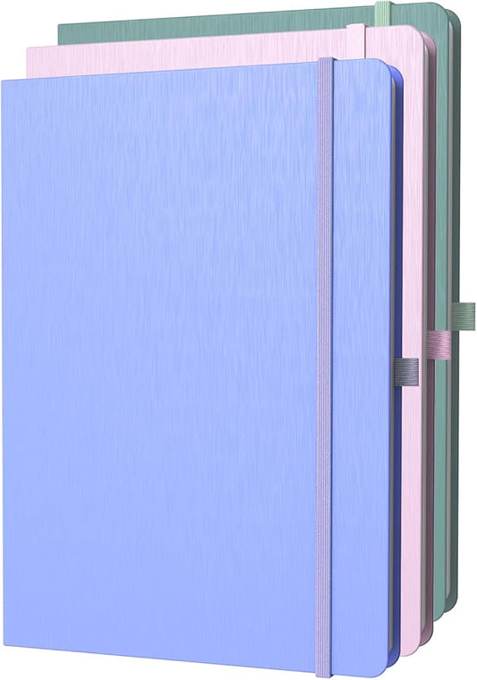 A4 Lined Journal Notebook, 8mm Ruled Notepad, Journaling for Writing, Work, School, Travel and Note Taking, Hardcover 160 Pages (80 Sheets) 8.27 x 11.6 inches, 3 Pack Multicolored-DeskLoop Office