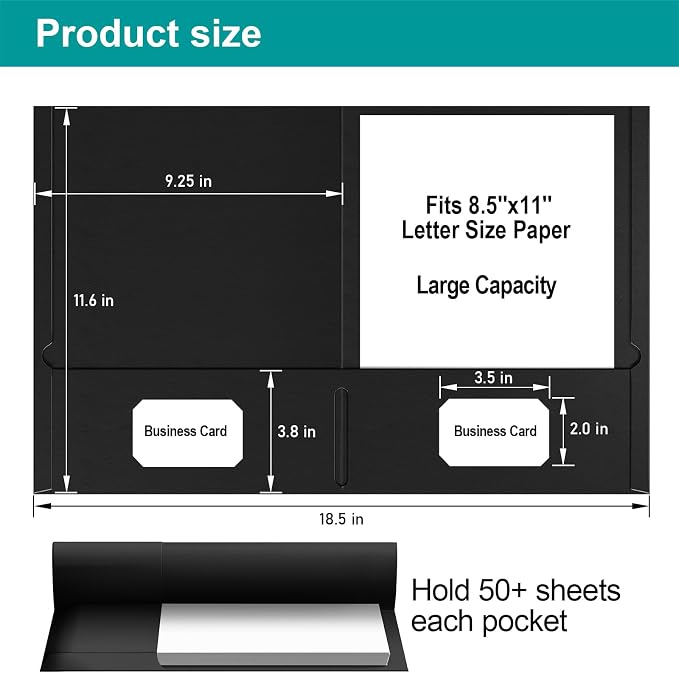 HABGP Two Pocket Folders, 100 Pack 2 Pocket Folders Fit Letter Size Paper - Image 2