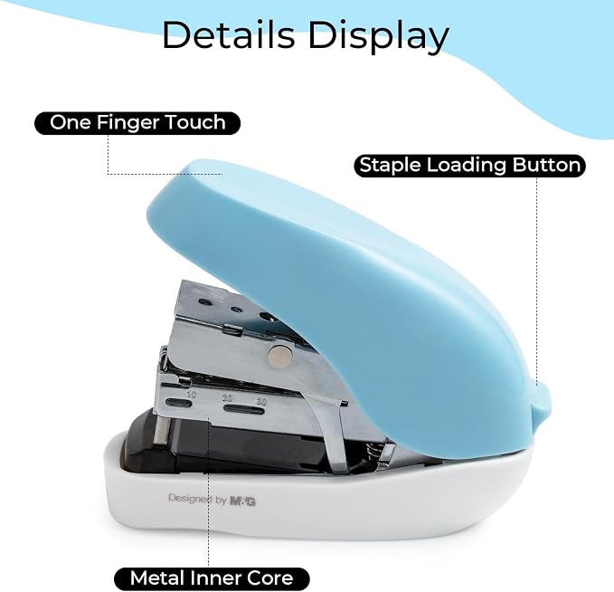 M&G Mini Stapler with Staples, Small Blue Effortless Stapler Set, 20 Sheet - Image 5
