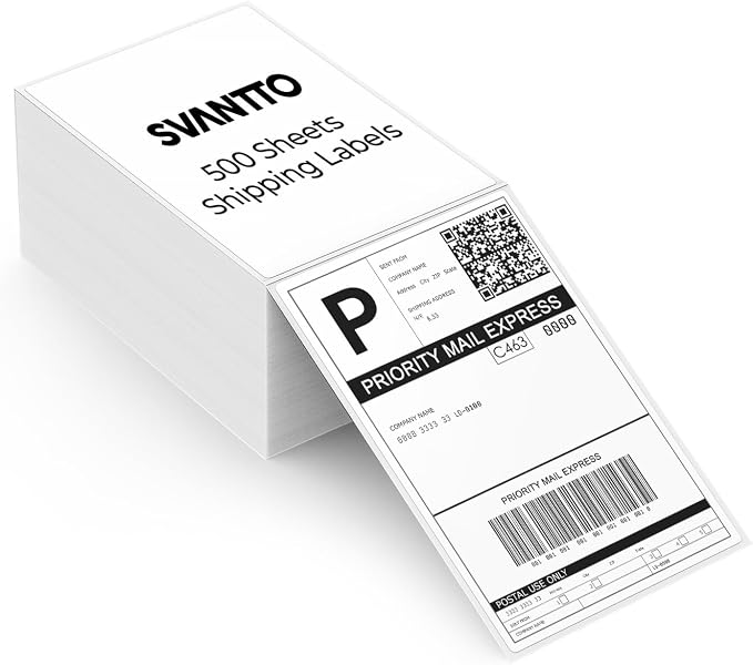 SVANTTO 4x6 Thermal Labels, Strong Adhesive and Perforated Shipping Labels by Svantto