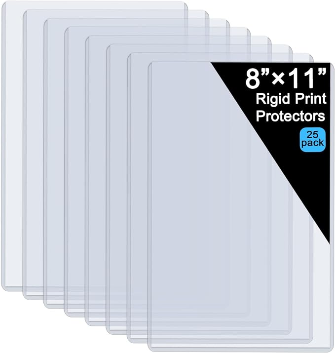 25 Pack 8.5" x 11" Hard Sheet Protectors, Rigid Print Protectors, Paper Sleeves by FMOACEN