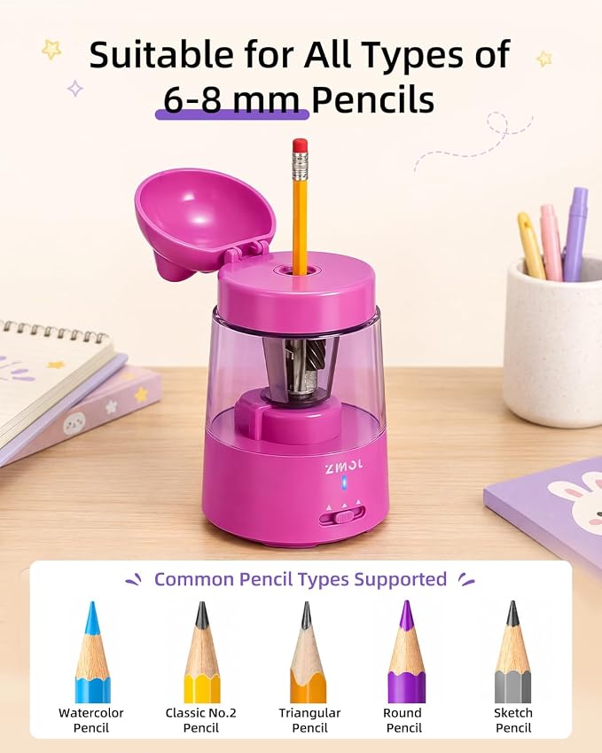 ZMOL Colored Pencil Sharpener for Kids Gift, Rechargeable Electric Pencil - Image 5