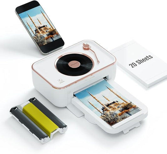 HPRT Photo Printer 4x6&Bluetooth Speaker,+20 Sheets and 1ribbon,Portable Instant Picture Printer for iPhone, Android, Thermal Dye-Sublimation, AR Video Printing,Wi-Fi Wireless Photo Printers-DeskLoop Office