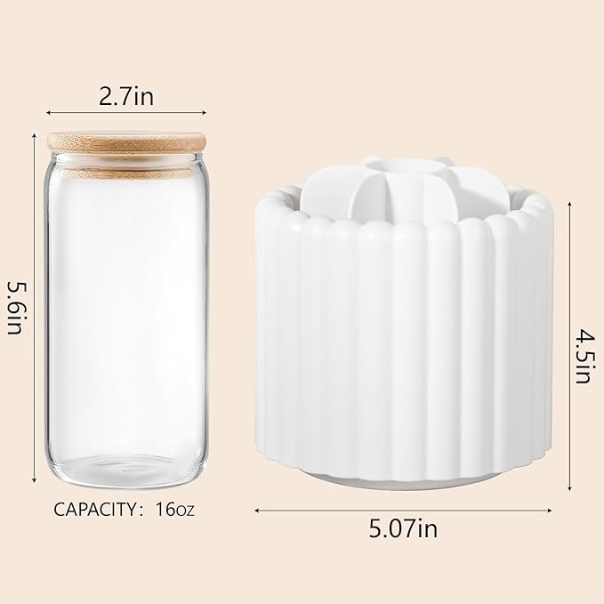 Anyoifax 360 Rotating Makeup Brush Holder 7 Slots Make Up Brush Organizer Removable Spinning Cosmetic Brushes Storage Pen Holder for Vanity, Dresser, Desk, White-DeskLoop Office