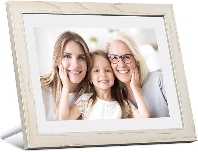 Dragon Touch Digital Picture Frame WiFi 10 inch IPS Touch Screen Digital Photo Frame Display, 32GB Storage, Auto-Rotate, Share Photos via App, Email, Cloud, Classic 10 White, XKS0001-WT-US2-DeskLoop Office