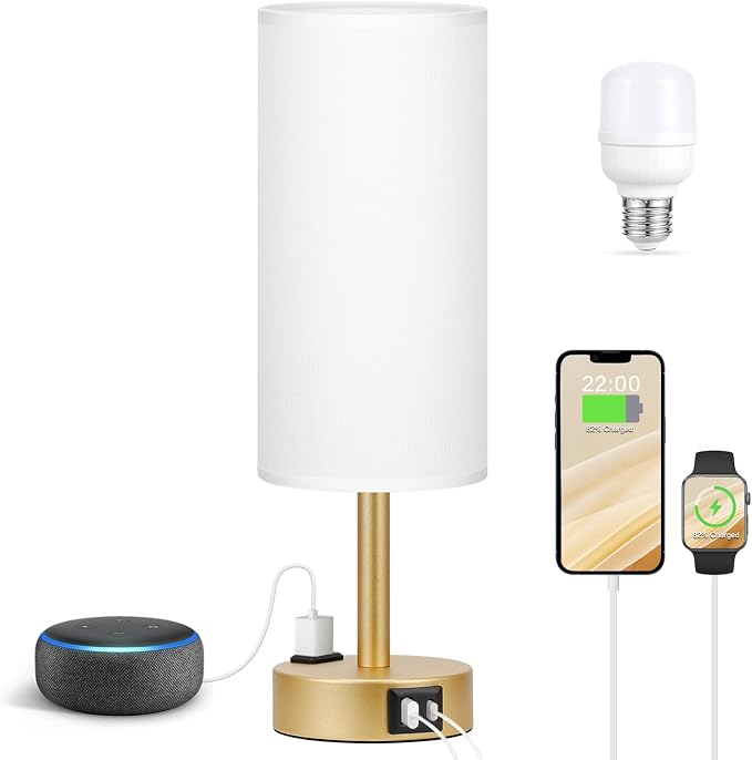 Fenmzee Gold Touch Lamp for Bedroom- 3 Way Dimmable Bedside Lamp USB C A - Image 5