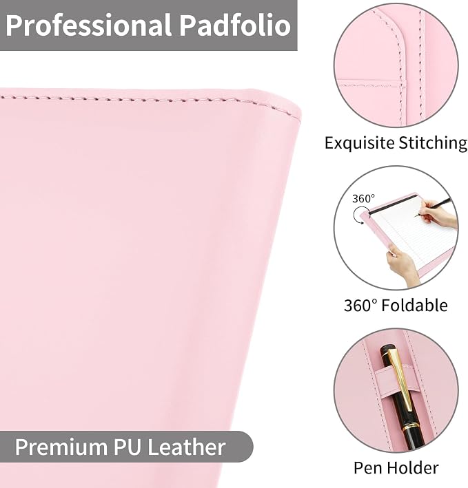 MOWPOG Professional Padfolio Portfolio Binder, Faux Leather Interview Resume - Image 5