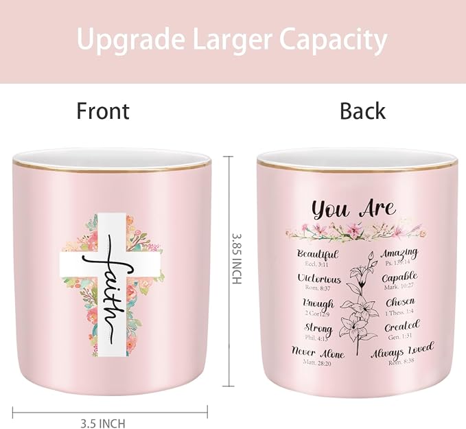 Ceramic Pen Holder for Desk Cute, Pencil Holder Cup, Makeup Brush Holder Pink - Image 3