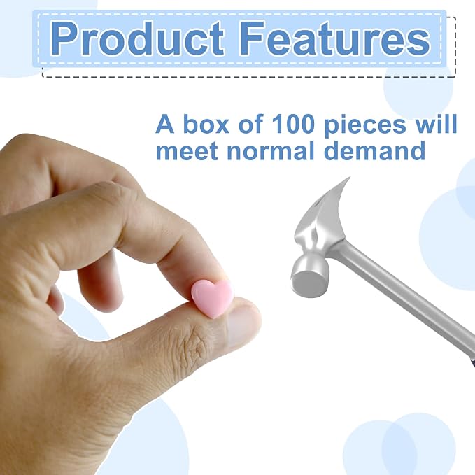 100 Pcs Thumb Tacks Pink Push Pins 0.47 Inch Heart Push Pins - Image 3