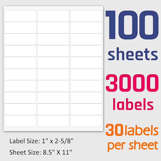 1" x 2-5/8" Shipping Address Labels 3000 Label Stickers Paper - Image 7