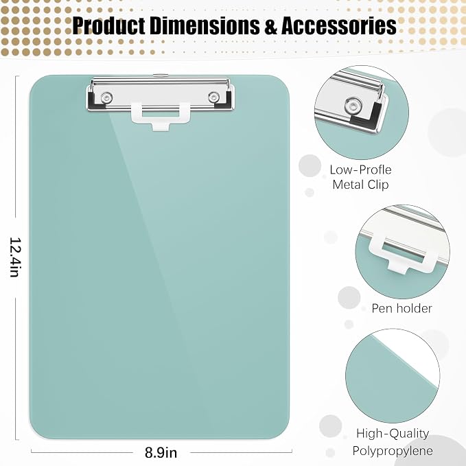 Hongri Plastic Clipboard with Pen Holder, Nurses and Women, Low Profile Clip - Image 3