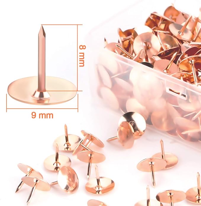 Thumb Tacks 500-count, 3/8-inch Rosegold Roundness Push Pins Office Tacks - Image 2