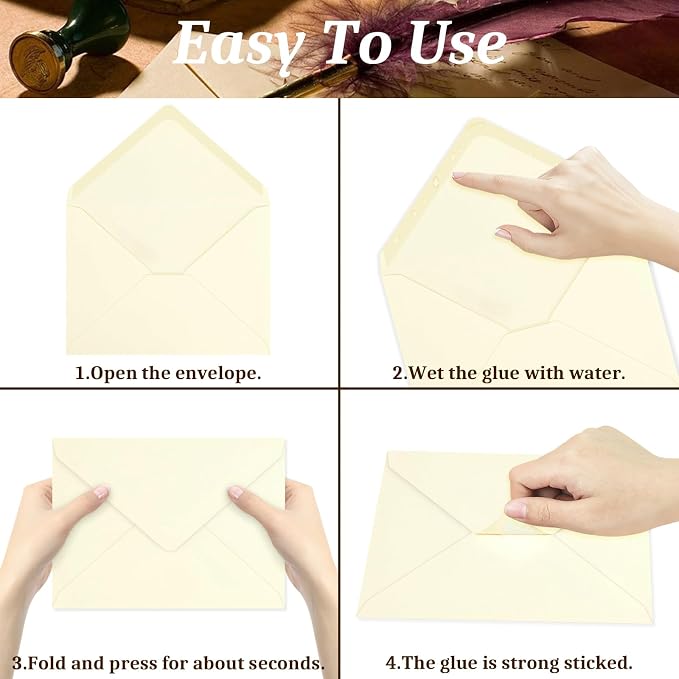 200 Pack A7 Envelopes, Ivory Greeting Card Envelopes Self Seal, 5.24 x 7.24 in - Image 4
