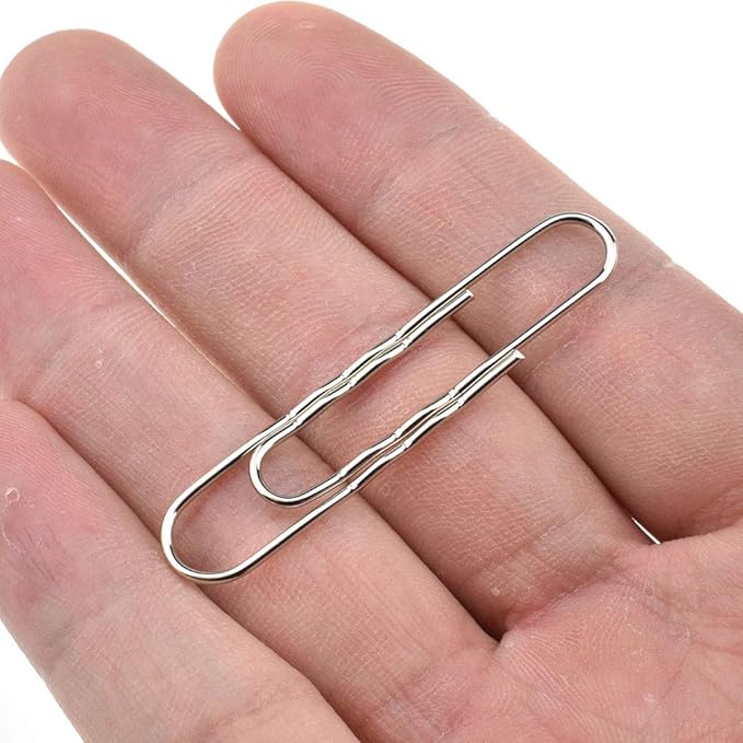 HAHIYO Paperclips Nonskid New Upgrade No Paper Scratch Large 2” Length Paper Clips with Curve Non Skid Heavy Duty Tight Grip Thick Rust Proof Reusable Metal Bright Silver for Home Office 90 Pack-DeskLoop Office