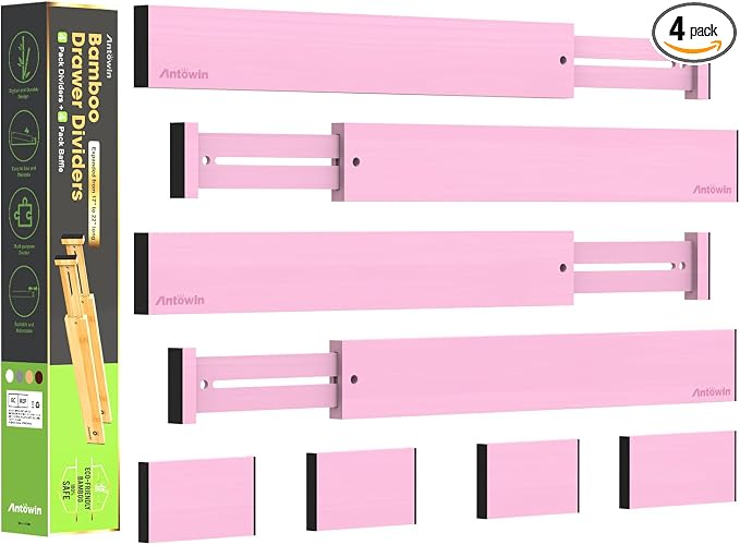 ANTOWIN Expandable Bamboo Drawer Dividers Organizers, Drawer Separators Splitter by ANTOWIN