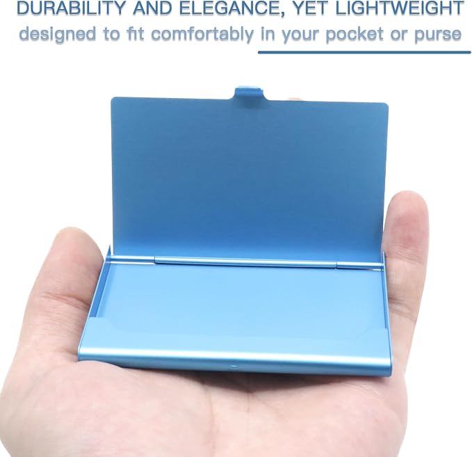 2-Pack Blue Aluminum Business Card Holder Slim Flip Pocket Case | aluminum - Image 4