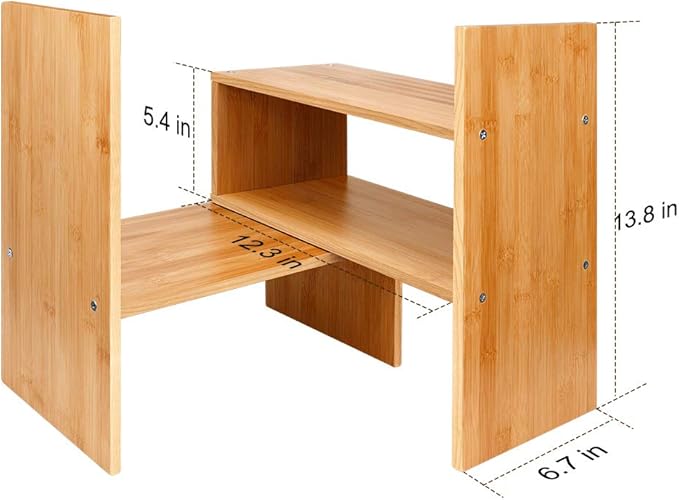 Sorfity Adjustable Desktop Bookshelf, Desk Organizer Display Shelf Counter Top - Image 5