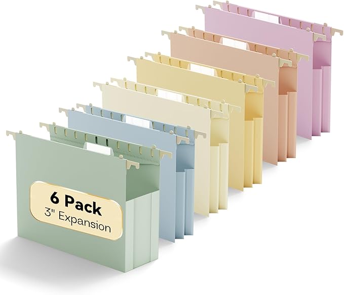 Plastic Extra Wide Hanging File Folder Letter Size, Heavy Duty Reinforced 3" by NORDUN
