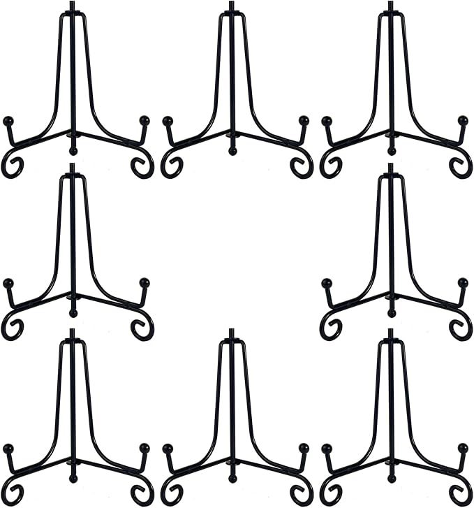 HENABLE 8PCS Premium Black Iron Plate Stands by HENABLE