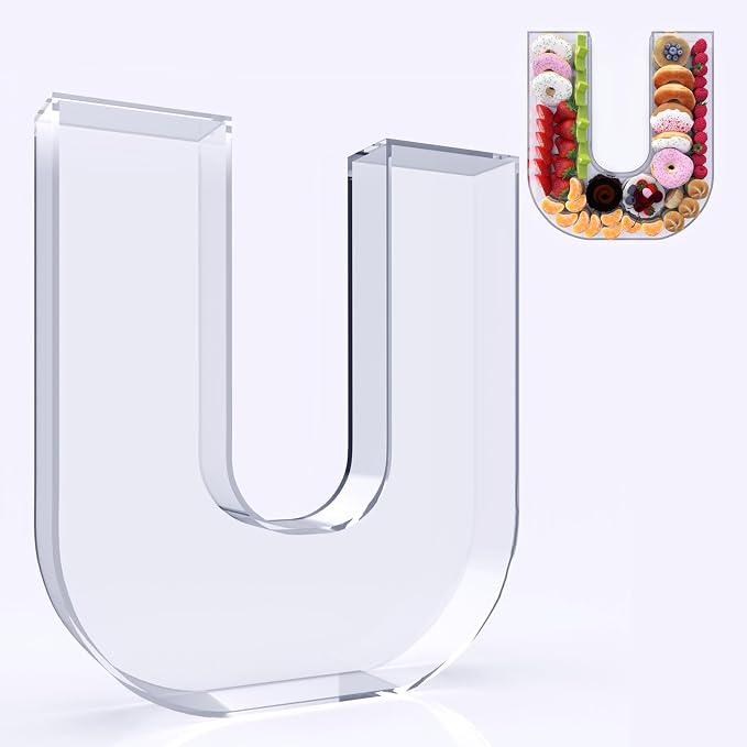 11" Acrylic Letter Charcuterie Box, Reusable Fillable Alphabet Number Shaped by RUFHVTY