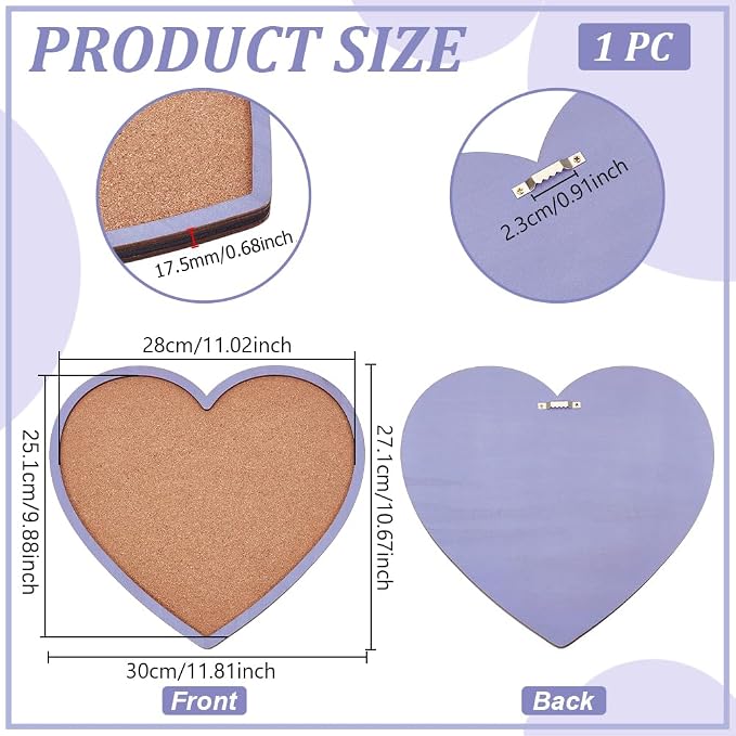 BENECREAT Purple Heart Pin Cork Board - Image 2