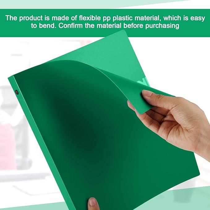Henoyso 16 Pcs 3 Ring Binder 1/2'' Round Fits Letter Size 8. 5'' x 11'' Paper Plastic Flexible Binder Holds 100 Sheets with 1 Pockets Versatile Organizer for Office Home School (Green)-DeskLoop Office