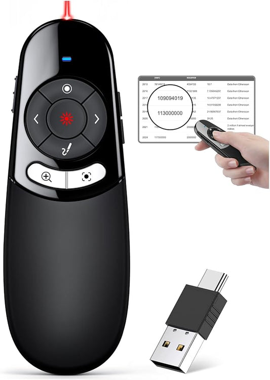 2 in 1 USB Type C Spotlight Presentation Clicker, Advanced Digital Highlighting by TITIANCOOLPresenter