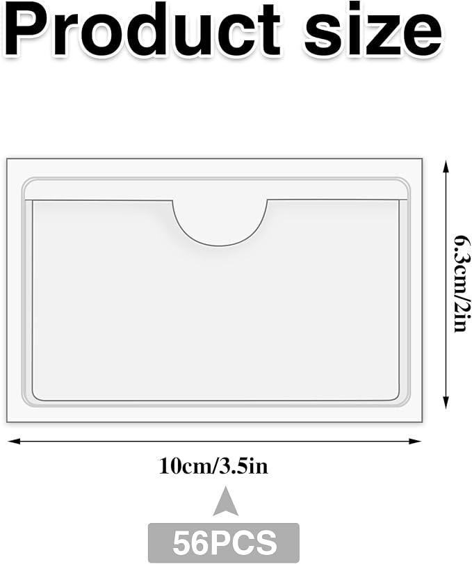 56 Pack 2" x 3.5" Index Card Holder Adhesive Plastic Label Holders Clear Tote - Image 2