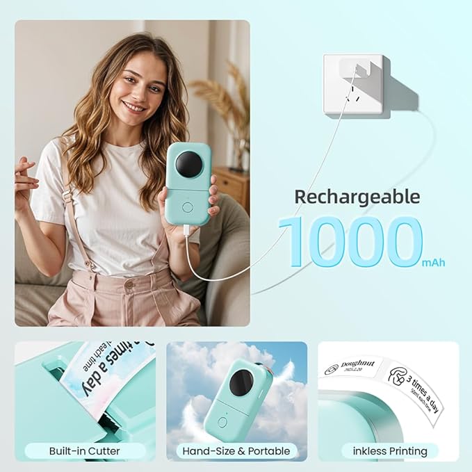Phomemo D30 Label Maker Machine, Portable Bluetooth Mini Label Printer, Smartphone Handheld Thermal Sticker Small Labeler Multiple Templates Font Icon Inkless Custom Label for Home Kids School Items-DeskLoop Office