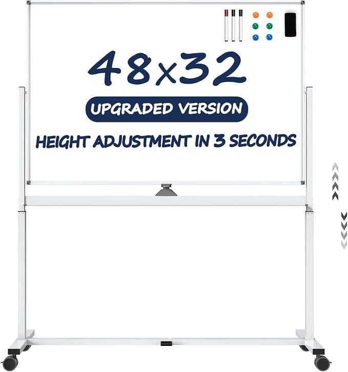 Large Dry-Erase Rolling Magnetic Whiteboard by TSJOFFICE
