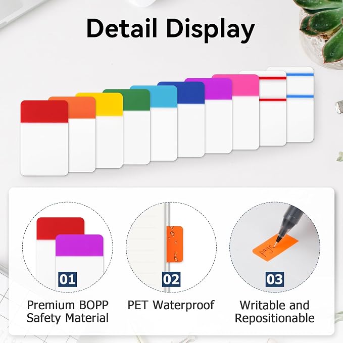1 Inch Tabs for Notebooks, 480 Pieces Sticky Note Tabs File Index Tabs for Books - Image 2